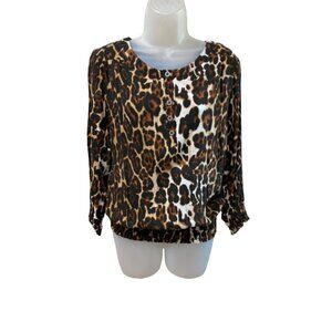 Ariat Womens Bandera Top Multi Leopard Print Rayon Blouse M
